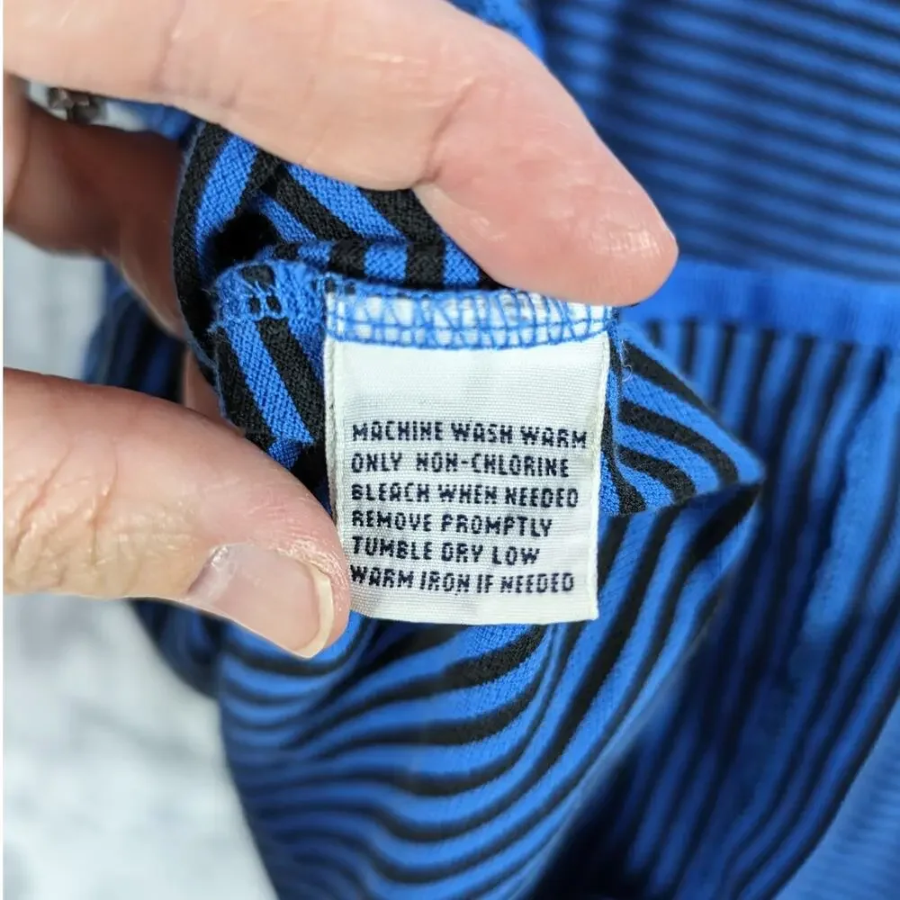 Polo Golf Ralph Lauren Shirt Mens Large Blue Black Stripes Performance Preppy